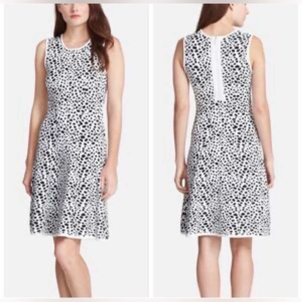 Pink Tartan - Black and White Form Fitted Knit A Line Dress - Fall & Winter